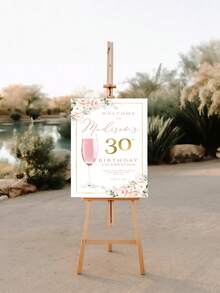 1 件 - 定制粉色花卉生日海报、定制无框生日欢迎标语、个性化花卉欢迎生日海报、腮红玫瑰、生日欢迎标语印刷、个性化绘图板、户外海报、儿童艺术活动 - 彩色 - 查看 5