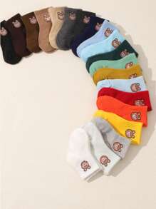 10 Pairs Baby Random Candy Color Teddy Bear Mid-Calf Socks