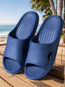 Pantuflas ligeras y cómodas para hombres, de material EVA, de unicolor y con punta abierta, casuales y simples, aptas para uso en interiores y exteriores, antideslizantes y resistentes a olores, para el verano