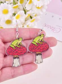 1 Pair Cartoon Anthropomorphic Guitar Raccoon & Frog Animal Band Design Earrings, Party Jewelry Decoration For Women