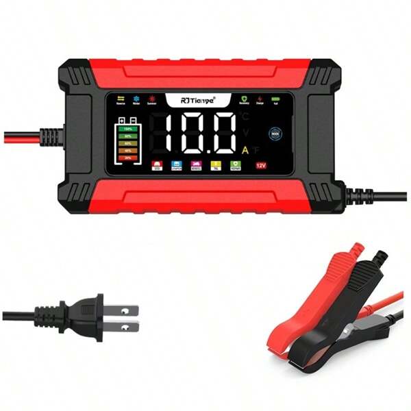 RJTianye 12V 10A intelligentes Batterieladegerät mit Temperaturkompensation, Kfz-Batterieerhalt & Entsulfator