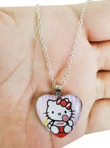 Sanrio 1 Pieza Collar de Colgante Lindo de Gatito con Strass, Collar Dulce de Kitty Hello Kawaii, Regalo de Cumpleaños, Accesorios de Decoración de Dibujos Animados (Algunas partes pueden ser aleatorias)