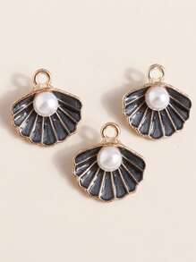 10pcs/Pack 3D Effect Faux Pearl & Shell Drip Oil Pendant, DIY Jewelry Accessories