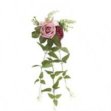 2 Piece Wedding Party Chair Decoration, With Artificial Eucalyptus And Ribbon Wedding Aisle Decor, Purple Peony Flower