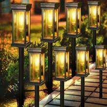 Set Of 8 Solar Lawn Lights With IP44 Splash-Proof Rating. 1400 MA,They Come With LED Courtyard Ground Plugs And Feature A Vintage Design. Suitable For Paths, Gardens, Villas, Landscapes, Lawns, Sidewalks And Terraces.