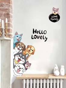 1pc Wall Stickers Cartoon Cute Puppy Stickers 23.6*14.6 Inches Waterproof Dustproof PVC Stickers Materials Removable Wear-Resistant Self-Adhesive Easy-To-Tear Stickers Suitable For Wall Decoration Bedroom Living Room Home Decoration Self-Adhesive Wall Stickers Home Decoration Make Your Life A New Look Holiday Decoration Stickers Birthday Graduation Gifts Room Decor Personalised Stickers