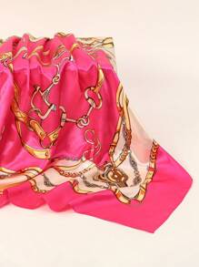 1pc Bohemian Style Fashionable Paisley Print Chain Bandana,Satin Scarf, Elegant For Casual Daily Life As Headscarf, Shawl And Sun Protection