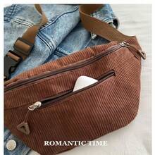 [Preference Style] Autumn/Winter Corduroy Crossbody Bag - New Chest Bag - Women's Casual Shoulder Bag - Student Commuter Bag For Women Storage Organizer Travel Essentials Back To School Dormitory Storage
