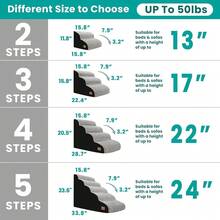 New Dog Stairs For All Dogs, 20.5" H 4 Step Curved Dog Ramp For High Bed And Couch, Foam Dog Ramp   Non-Slip Waterproof Fabric Cover, Pet Stairs For Pets Joints, Light Grey - 淺灰色 28.6x 15.7x 20.5 - 查看 4