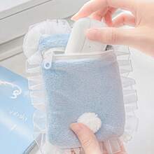 Rosyposy K-POP Fluffy Lace Photocard Holder 3.5" With Keychain - Cute Double-Sided Idol Card Protector Sleeve For Backpack, Purse, School Supplies,Back To School