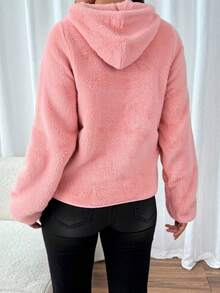 Sudadera Chamarra de Peluche para Dama – Felpa Suave, Cremallera Frontal, Invierno, Nataly Sport - Rosa coral - Ver 4