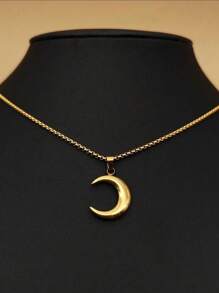 Un colgante de luna grande de acero inoxidable dorado, colgante de media luna, collar de joyería como regalo para uso diario de damas