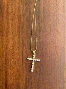 Hiphop bunter Strass Kreuz glänzender großer Anhänger Edelstahl Halskette Charm funkelnde elegante dünne Ketten Halsketten als Modeschmuck Geschenke für Frauen