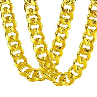 Big Chunky Plastic Hip Hop Chain For Men, Fake Gold Silver Turnover Chain 90s Necklace Costume Accessory