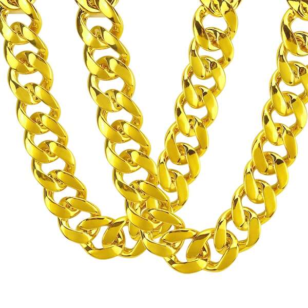 Big Chunky Plastic Hip Hop Chain For Men, Fake Gold Silver Turnover Chain 90s Necklace Costume Accessory