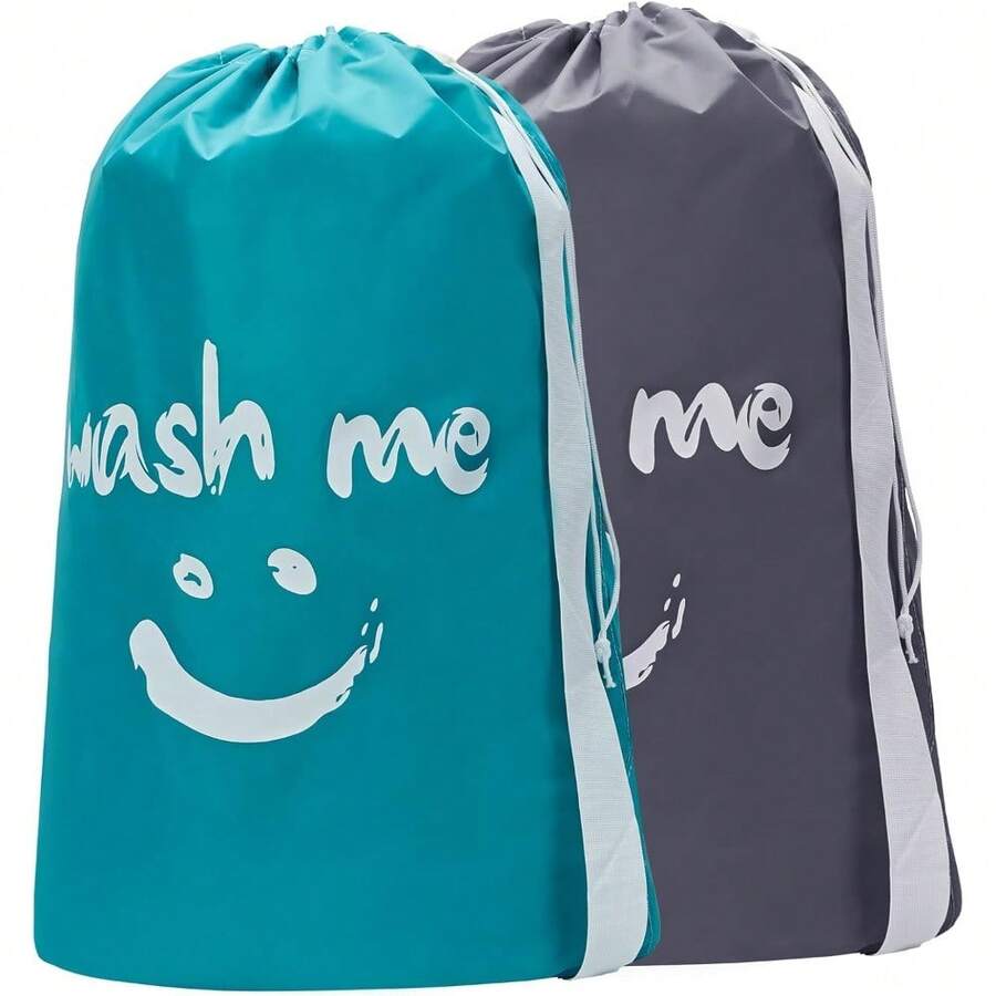 2 Pack XL Wash Me Travel Laundry Bag, Dirty Clothes Organizer, Large Enough To Hold 4 Loads Of Laundry, Easy Fit A Laundry Hamper Or Basket