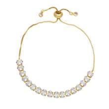 Pulseira oval com strass multicolorida de aço inoxidável banhado a 18K, elegante para festas, encontros e uso no escritório