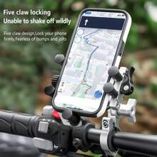 1pc Outdoor Riding Navigation Bracket, Aluminum Alloy Motorcycle/Bike/Scooter Phone Holder, Silicone Shock Absorber Anti-Shake, Food Delivery E-Bike Bracket, Vehicle Delivery Rider Dedicated Mounting Holder, Multi-Functional Universal Phone Stand