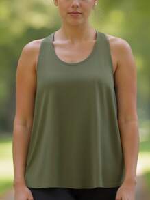 Olivgrünes Damen Sport-Trägershirt aus leichtem Gewebe für bequemen Sitz, geeignet für Wandern, Fitnessstudio, Training, Camping und verschiedene Outdoor-Aktivitäten