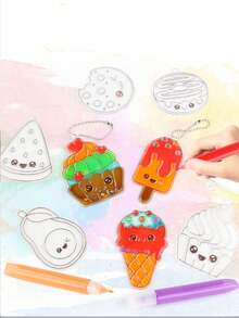 12 件 DIY 水晶泥画套装 | 免烤填充彩绘颜料 + 创意艺术礼物 | 青少年涂色玩具 | 精美图案涂色画 | 背包/钥匙扣装饰