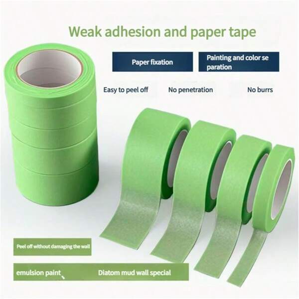 Grünes Abklebeband, hochfeste, reißfeste, rückstandslose Entfernung, geeignet für DIY/Dekorations-Abkleben, Malerschutz, Schulmaterial, Schulstart