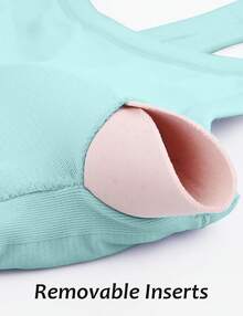 Workout Tops Women With Built In Bra, Sleeveless Gym Tops Seamless Racerback Athletic Yoga Shirts, Activewear - 青藍色 - 查看 4
