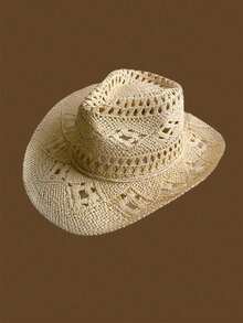 1 chiếc Mũ chống nắng bằng giấy khoét rỗng họa tiết caro Bohemian dễ thương, thanh lịch, cổ điển, phong cách cung điện đường phố, dành cho cả nam và nữ, mùa xuân/hè (Lưu ý: Do vấn đề vận chuyển, sản phẩm có thể có nếp nhăn và cần điều chỉnh thủ công sau khi nhận hàng, cảm ơn bạn đã thông cảm) - MZ1957+ML44 - Xem 6