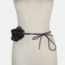 Blooming Satin Rose Lace-Up Necklace, Waist Chain, Chest Flower Shapewear Waist Belt, Vintage Decorative Accessory For Women