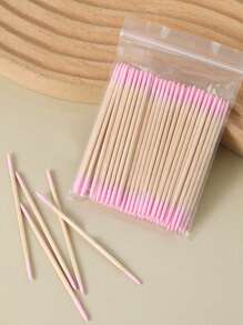100 pièces/300 pièces Bâtonnets double-tête pour enlever le vernis à ongles, outils de maquillage double-tête pointus pour les sourcils, bâtonnets de nettoyage de maquillage en bois