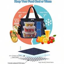 Local Shipping-Femuar Reusable Lunch Box For Men/Women - Insulated Lunch Bag Leakproof Lunchbox For Work Office Picnic Beach - Freezable Lunch Cooler Bag With Adjustable Shoulder Strap - Black - 深藍色 - 查看 5