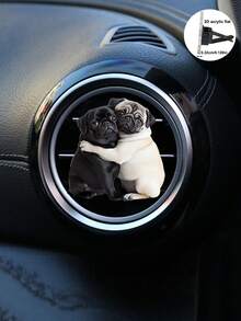 1/2pcs Cute Hugging Cat & Dog Car Air Freshener Vent Clip, 2D Acrylic Flat Car Interior Decoration, Fragrant Air Purifier - Multicolor - View 8