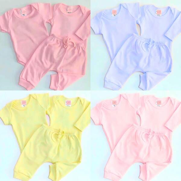 kit liso 15 peças de roupa pra bebe feminina 100% algodão premium -3 body manga longa+3 calça+2 body manga curta+2 short+2 faixa+3 pares de meia - enxoval para bebe menina