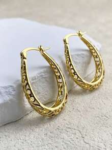 1 Pair Copper Polished Heart Shaped Earrings, Elegant & Versatile, Sweet Gift For Women - Round - View 3