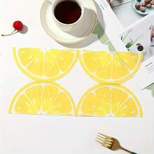 20pcs Lemon Shaped Napkins, Summer Fruit Lemon Design Paper Napkins, Lemon & Citrus Fruit Tableware Set, Suitable For Summer Tropical Birthday Party Decoration