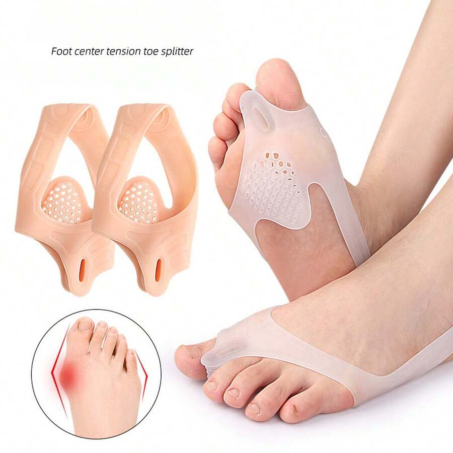 加厚带孔趾分离器，足部中心减震按摩，半码垫，灵活耐磨，可剪大脚趾张力带 - 彩色 - 查看 1