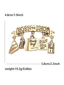 Born To Shop Brooch Pin For Women - Cute Money Bag Letter Tag Brooch For Sweater Jacket Hat Shoes Outfit Accessory