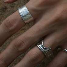 1pc Stainless Steel Adjustable Open Ring, Fashionable Versatile Classic Decorative Ring For Men