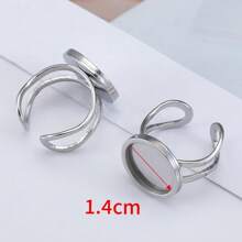 4 anéis ajustáveis de aço inoxidável, diâmetro interno de 10-25 mm, cor dourada, base com pedras preciosas, bandejas redondas, quadradas e retangulares, adequados para joias DIY
