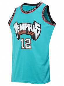 Atonmore 男子篮球球衣，12号绿色，刺绣缝制篮球上衣，无袖运动背心 - 綠色 - 查看 2