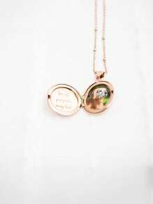 镌刻照片盒式项链，不锈钢圆形盒式项链，镌刻照片盒式项链，女士礼物，纪念礼物