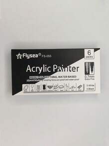 6 pièces Stylos peinture acrylique noirs, pointe fine 0,7 mm, marqueurs imperméables pour pierres, céramique, verre, canevas, tasses, métal, bois et artisanat DIY, marqueurs d'art | Stylos peinture lisses | Marqueurs imperméables, marqueurs pour peinture, fournitures de bureau, fournitures scolaires