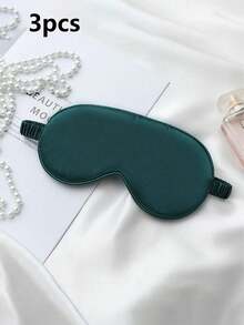 1pc/3pcs/5pcs/10pcs Black, Champagne, Gray, Pink, Green, Blue, Dark Green Double-Sided Silk-Like Breathable Sleep Eye Mask, Relieve Eye Fatigue, Suitable For Girls Nap, Blackout Eye Mask, Non-Tight - Multicolor - View 18