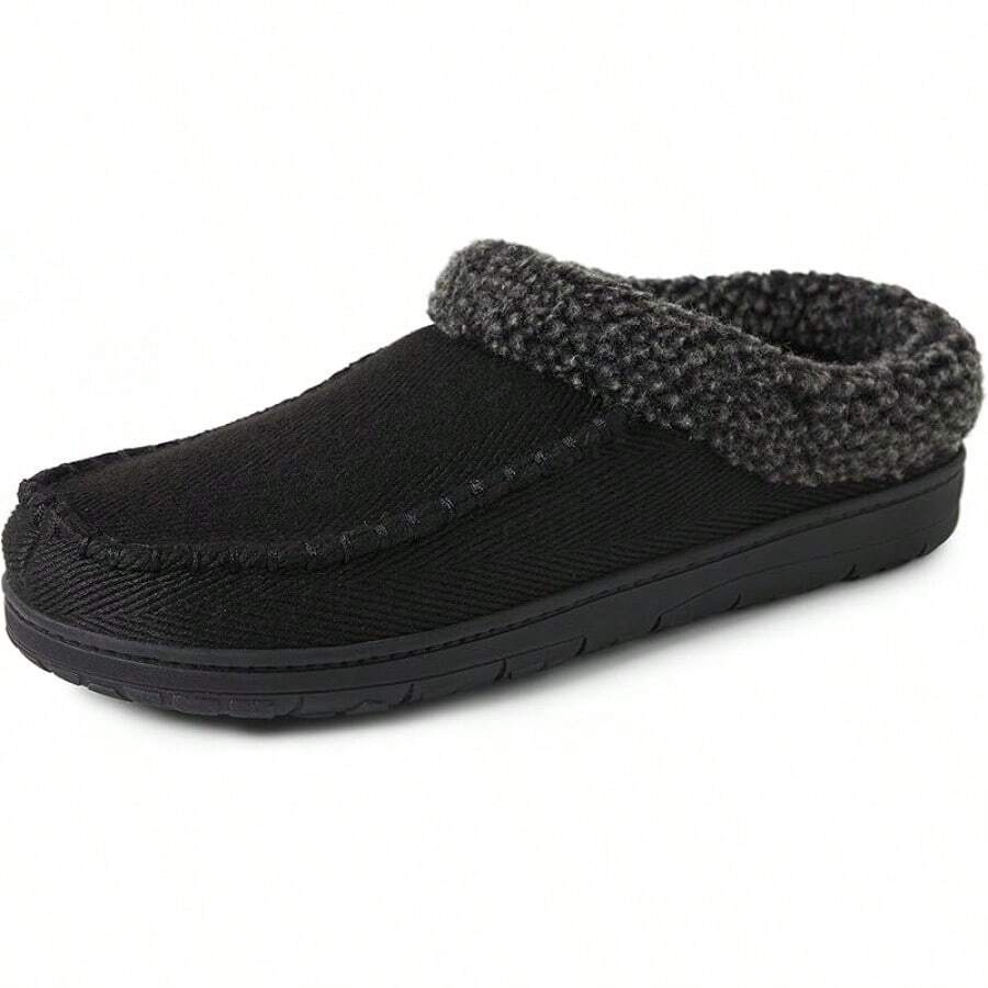 Zuecos de espuma viscoelástica transpirables para interiores y exteriores Dearfoams Brendan para hombres con anchos amplios - Negro (sarga) - Ver 1