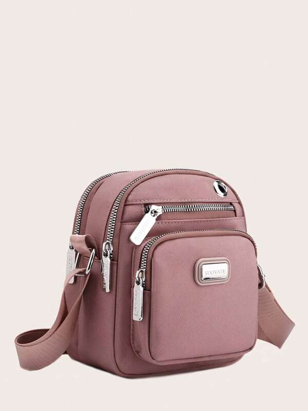 Women Casual Solid Color Mini Multi-Pocket Crossbody Bag For Everyday Use
