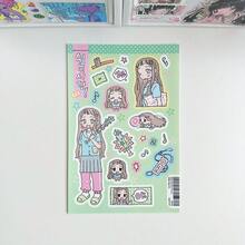 1 张韩国可爱女孩卡通人物贴纸，DIY 装饰贴纸，适合剪贴簿学校用品，返校 - 彩色 - 查看 10