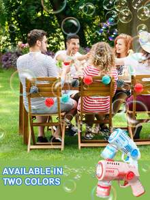 带 LED 灯的儿童泡泡枪 - 便携式电动泡泡枪，适合户外派对、生日、婚礼（粉色/蓝色） - 彩色 - 查看 5