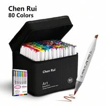 Chen Rui 168/120/100/80/60/48 Colors Dual Tip Art Markers Sketch Pens Brush & Chisel Permanent Marker Pens With Base & Outline Markers Drawing Supplies Kit Perfect For Artist Adults Anime Coloring Sketching Illustrations And Card Making Gift For Christmas New Year Back To School- Refillable