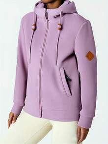 保暖连帽外套，女士秋冬户外运动保暖卫衣 - 粉色 - 查看 5