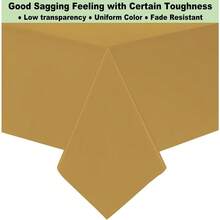 Juego de 3 manteles de plástico PEVA lila/lavanda de 54" x 108" para fiestas, despedidas de soltera, compromisos, bodas, cumpleaños y banquetes, aptos para mesas rectangulares de 6 a 8 pies - C3 Oro - Ver 4