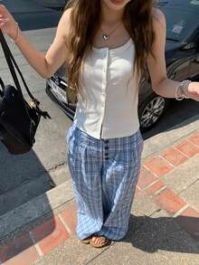 2025年夏季新款女童露背背心，U领无袖吊带背心百搭短款上衣 - 白色 - 查看 7